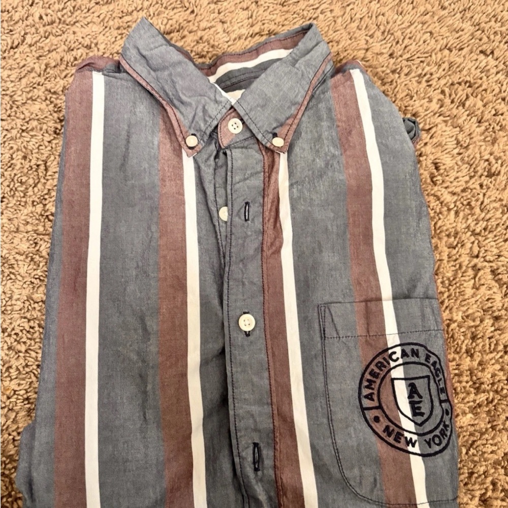 American Eagle Striped Casual Shirt